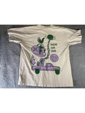 OBEY Shirt Men Medium “Ride Or Die” Beige  Shephard Fairy